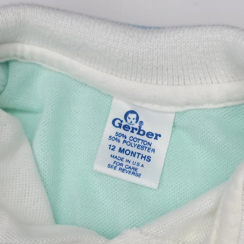 Vintage Gerber Baby Polo Romper Mint Size 12 Months